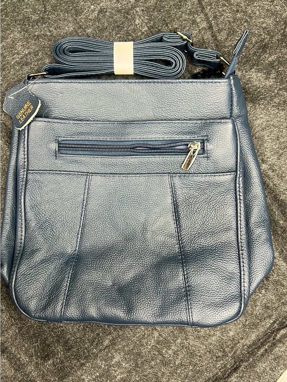 Genuine Leather Navy Crossbody Bag - Unbranded